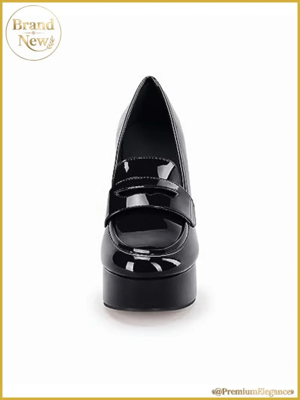 Platform Heels Penny Loafers Chunky High Heel Patent Leather Work Pumps